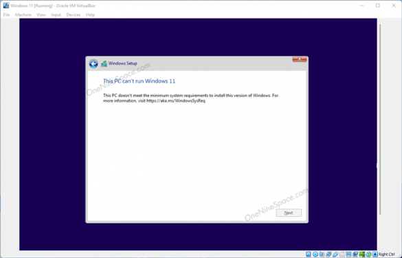 unable to install windows 11 on virtualbox